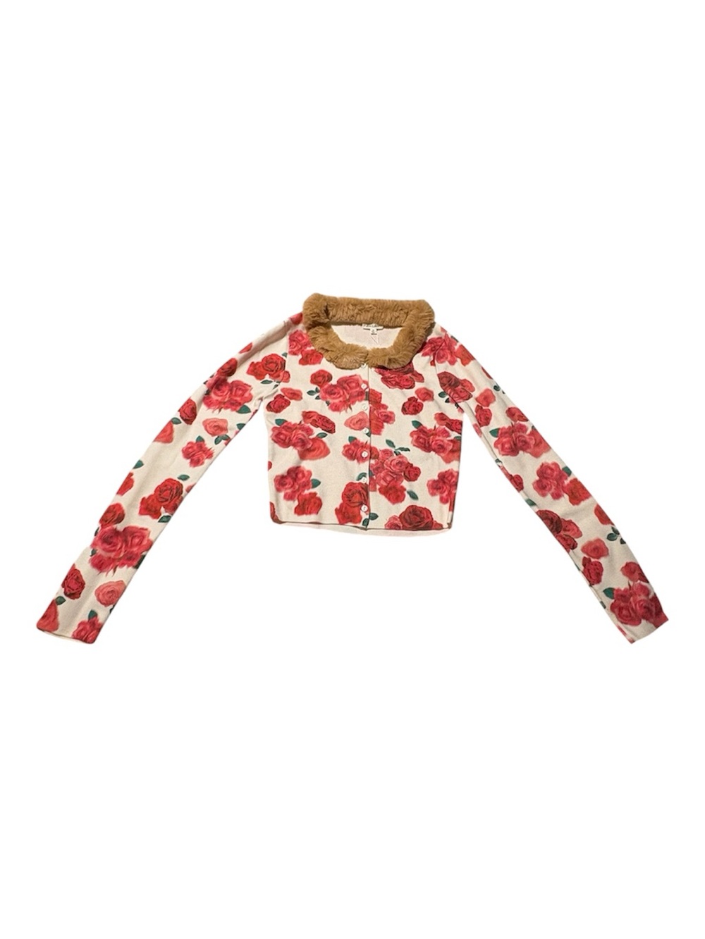 For Love & Lemons Top with Tan Faux Fur Trim